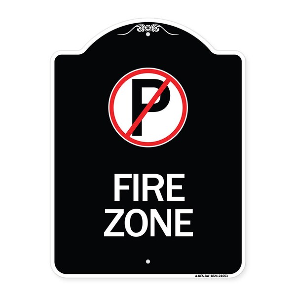 No Parking Symbol Heavy-Gauge Aluminum Architectural Sign, 24" x 18", BW-1824-24653